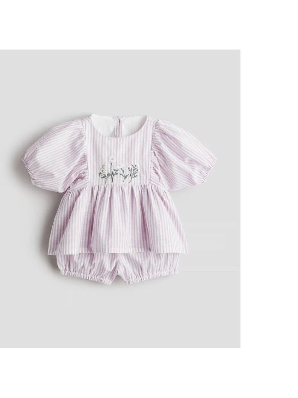 H&M 2-piece Patterned Muslin Set Light Dusty Purple Striped Baby 9-12M